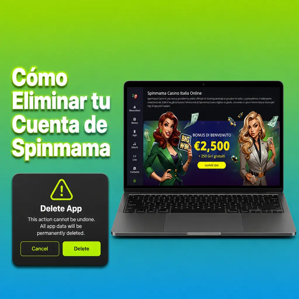 Pantalla de configuración de cuenta en Spinmama para cerrar la cuenta