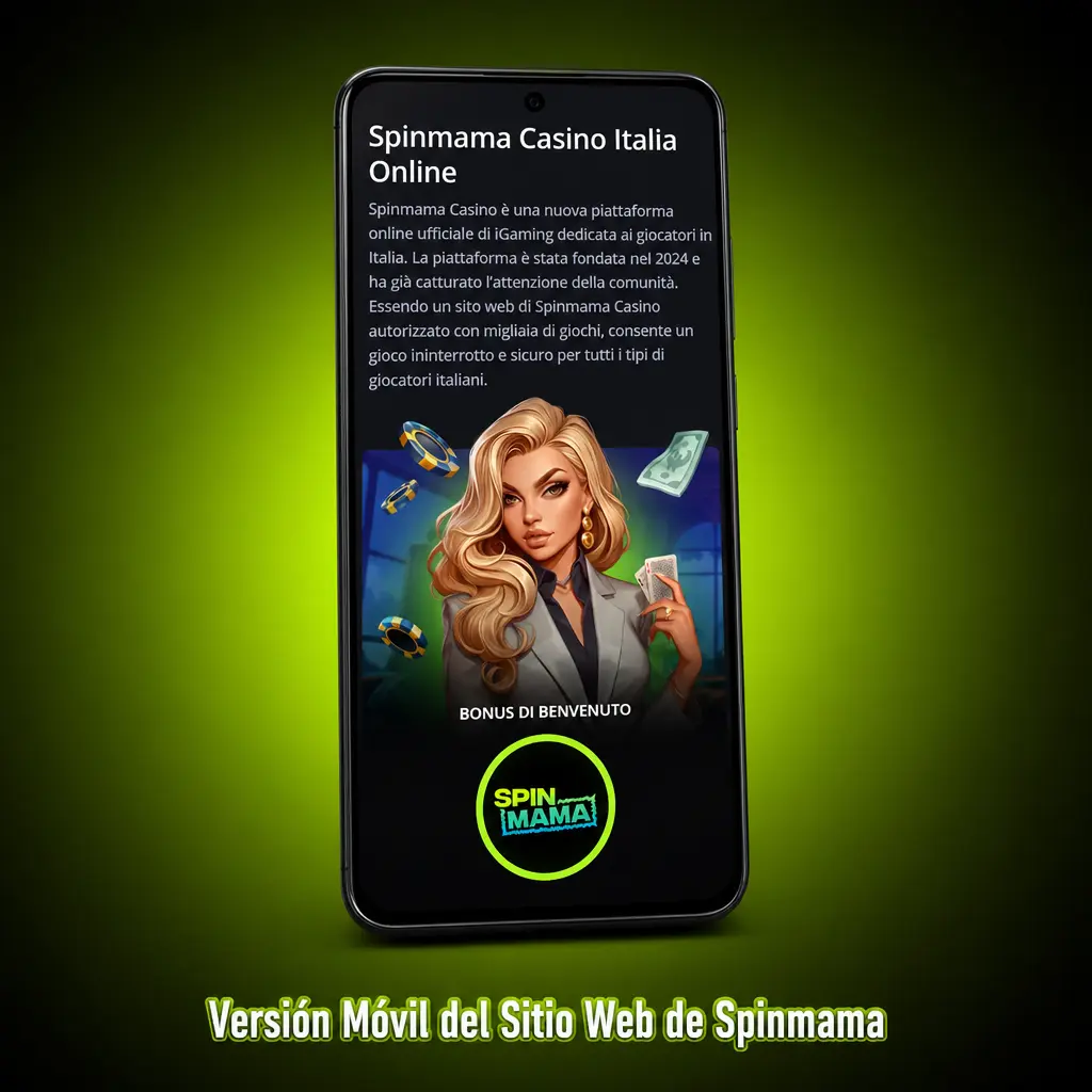 Versión móvil del sitio web de Spinmama