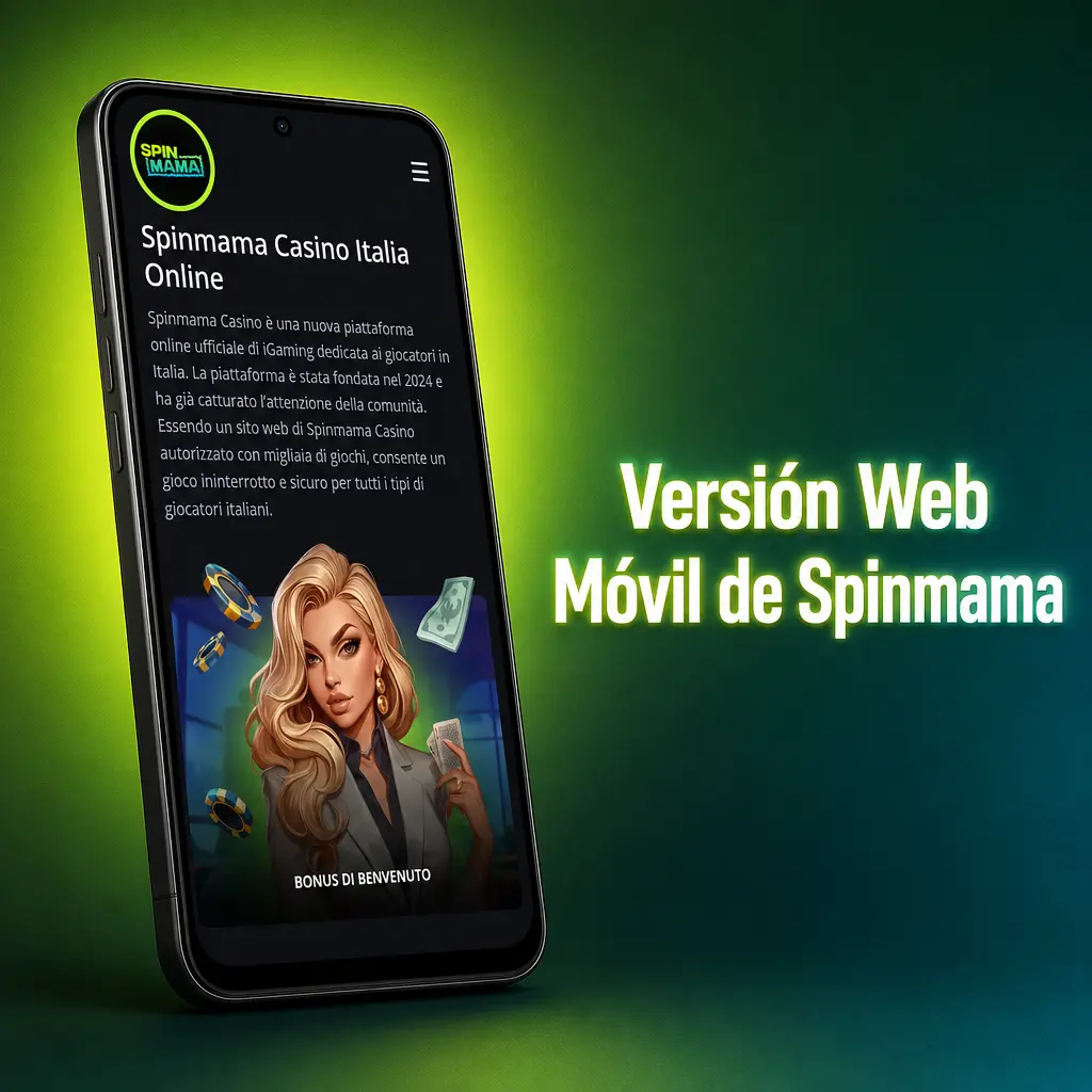 Versión web móvil de Spinmama en un smartphone